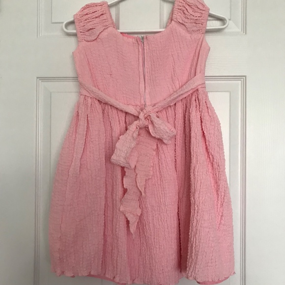 Girls Crepe Dress With Tie Back Bow Size 5-6 Pink - Picture 5 of 7